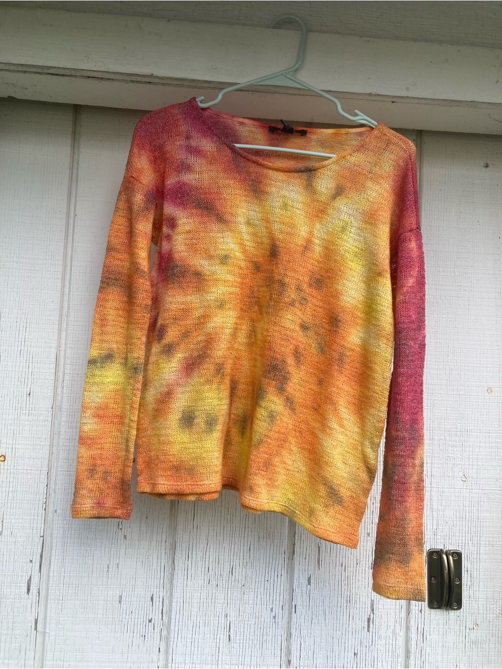 Forever 21 Tie-Dye Long Sleeve Top - Yellow Orange Pink